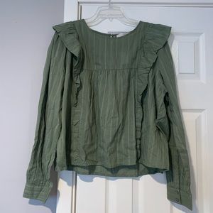 LOFT Green Blouse Size XL NWT